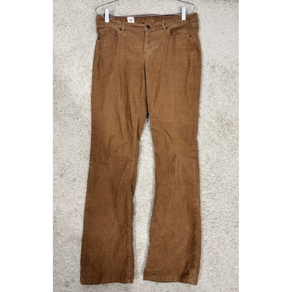 Lands End Canvas Brown Corduroy Pants Bootcut Stretch‎ Flat Front Size 29/8 Work